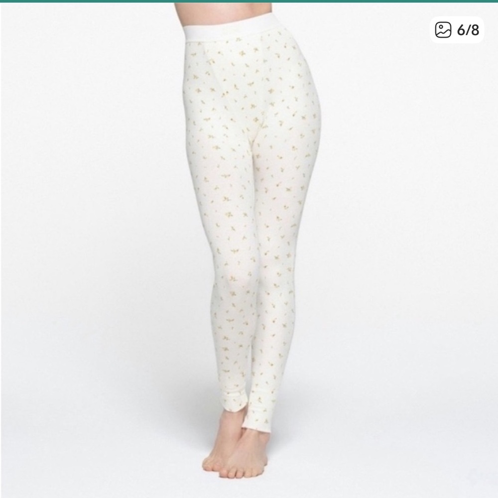 NWOT Skims Marigold Rosebud Rib Lounge Thermal Style Legging Size XS